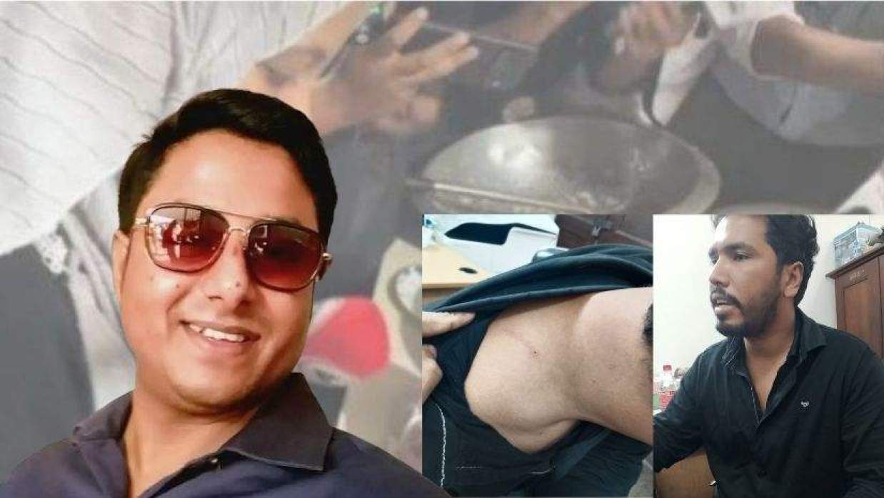 বামে মারধরে অভিযুক্ত ইমরান হোসেন করিম ও বামে ভুক্তভোগী