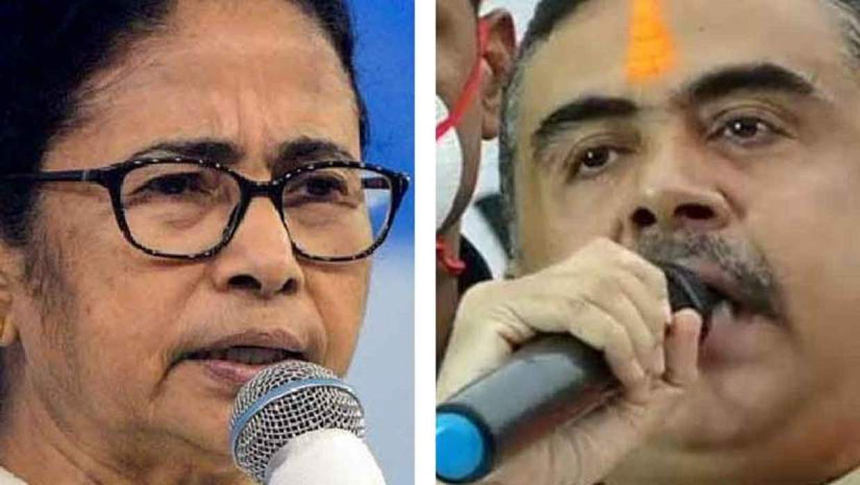 মমতা বন্দ্যোপাধ্যায় ও শুভেন্দু অধিকারী