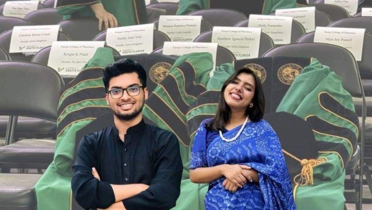 সমাবর্তন অনুষ্ঠানে লিমন ও বৃষ্টির গাউন