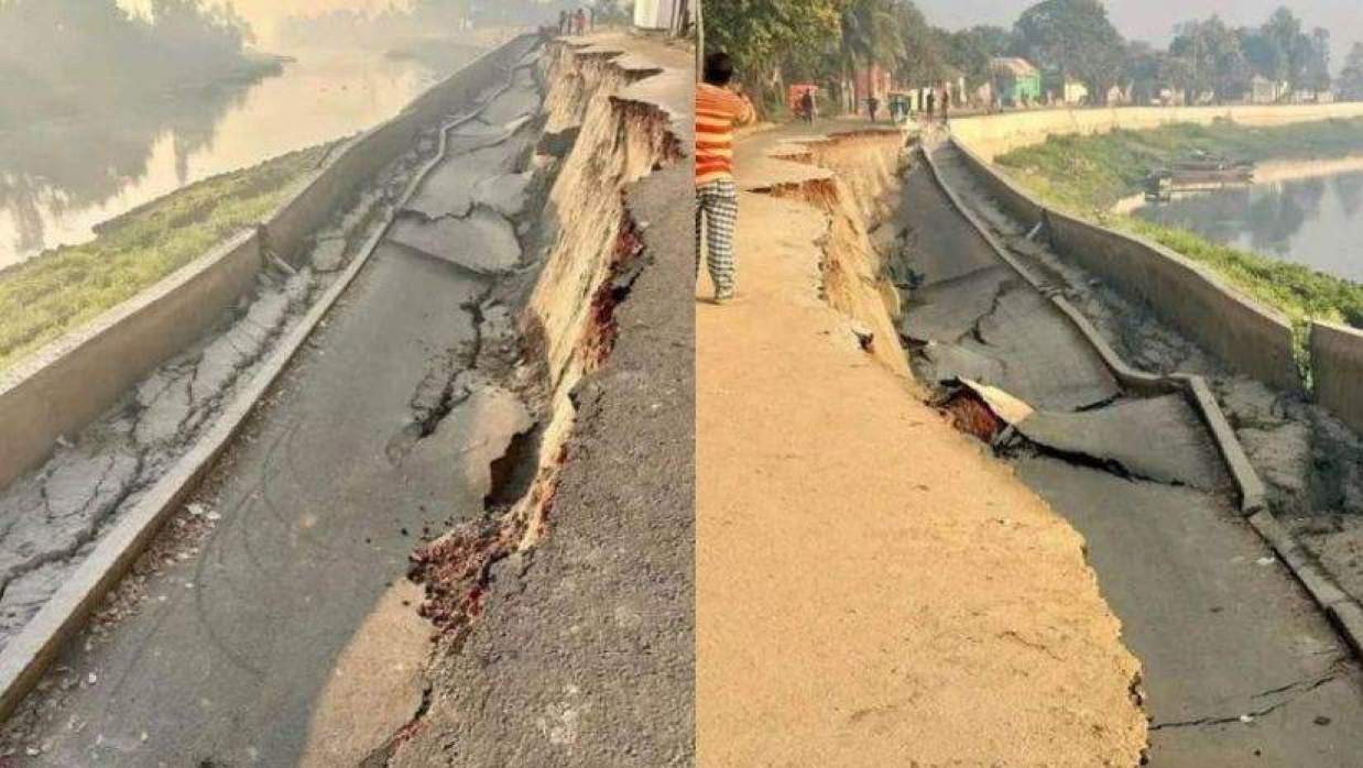 গত ১৫ মে এই সড়ক ধসে পড়ে