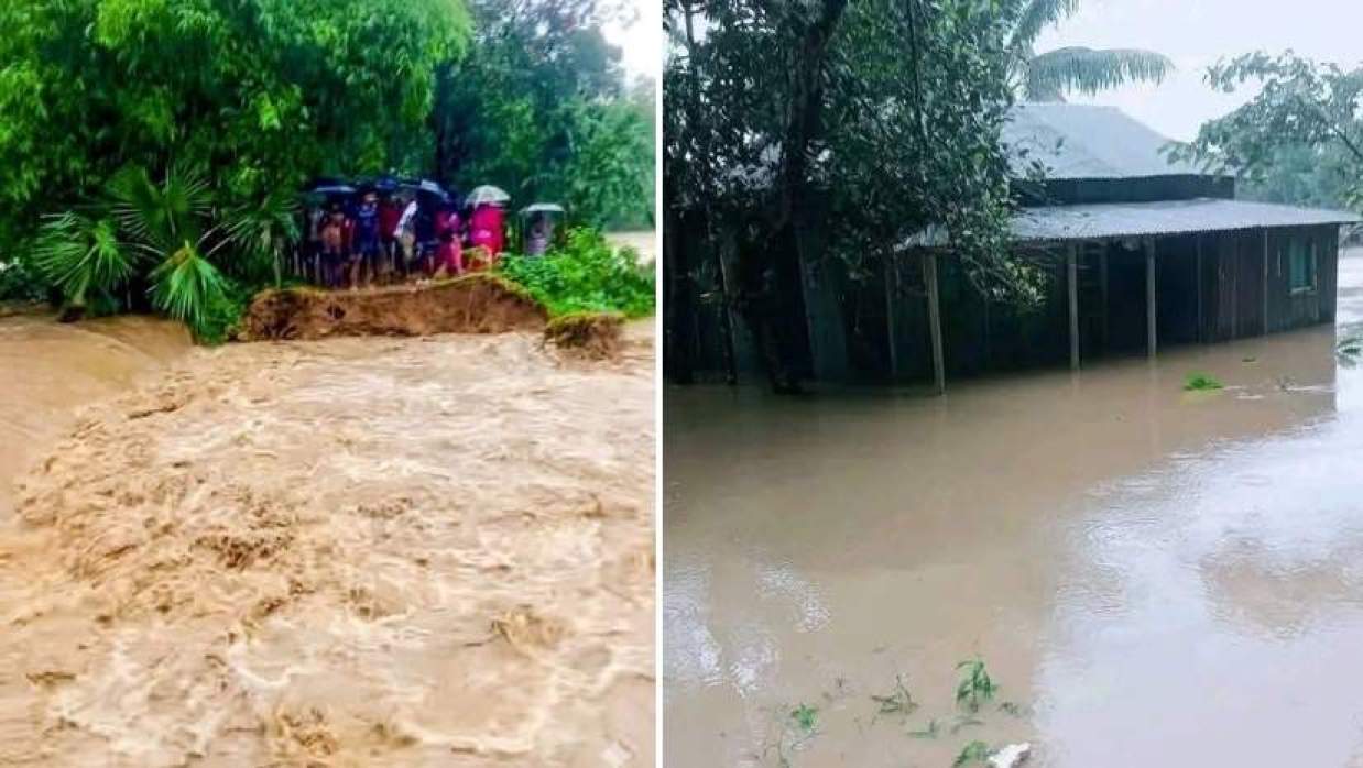 পাহাড়ি ঢলে হালুয়াঘাট ও ধোবাউড়ায় লোকালয়ে পানি 