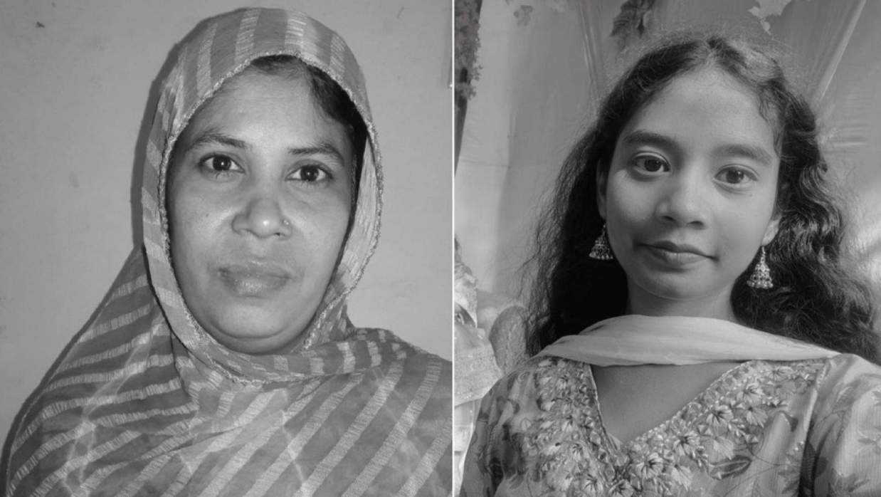 বাঁয়ে সড়ক দুর্ঘটনায় নিহত স্কুল শিক্ষিকা উম্মে কুলসুম, ডানে প্রাণ হারানো শিক্ষার্থী তাসনিম