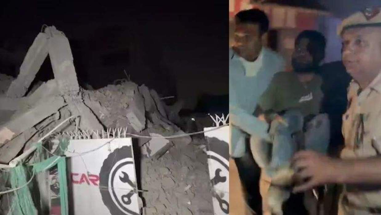 ভারতের দক্ষিণ দিল্লিতে ভবন ধসের উদ্ধারকর্মীদের তৎপরতা