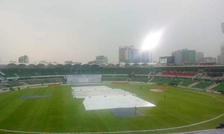 রিজওয়ানের পাগলাটে আউটের পর মিরপুরে বৃষ্টির দাপট