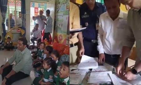 পার্বত্য অঞ্চলের প্রাথমিক বিদ্যালয়ে হাজির প্রতিমন্ত্রী, শিশুদের সঙ্গে বসে পড়লেন মেঝেতে