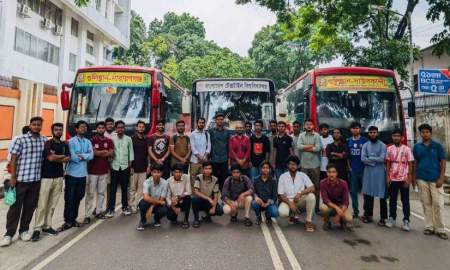 প্রথমবারের মতো ঈদযাত্রায় শিক্ষার্থীদের বাস দিল বুটেক্স প্রশাসন