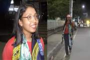 পায়ে হেঁটে ৩১ জেলা ঘুরে সাদিয়া এখন ভোলায়