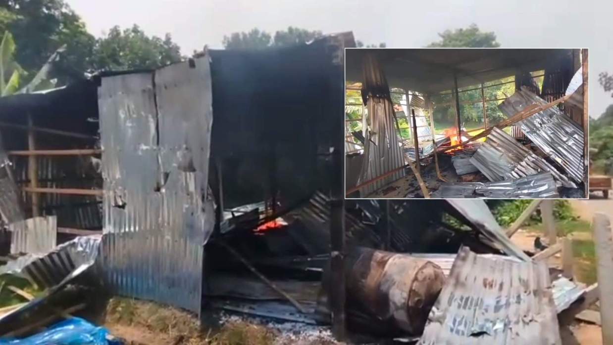 অভিযুক্ত কাশেম শেখের বাড়ি-দোকানে ভাঙচুর ও আগুন