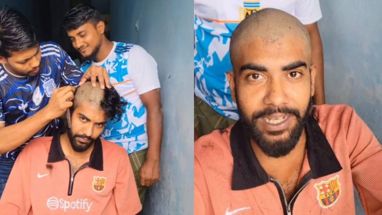 হৃদয় নামের ওই ব্রাজিল ভক্ত ন্যাড়া করছেন নিজের মাথা