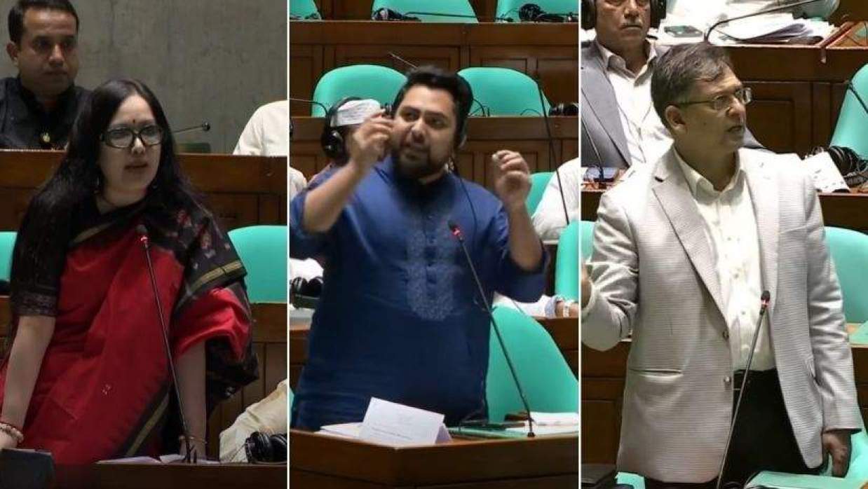জাতীয় সংসদে রুমিন ফারহানা, নাহিদ ইসলাম ও স্বরাষ্ট্রমন্ত্রী সালাহউদ্দিন আহমেদ