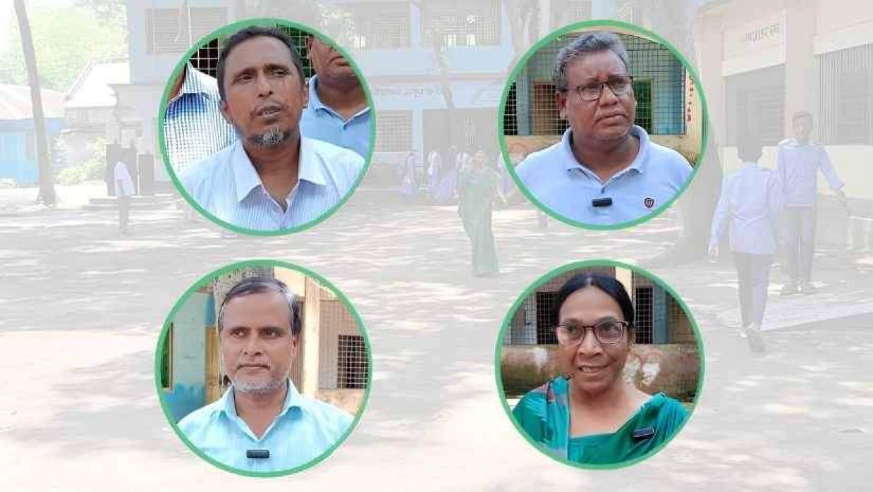 অষ্টমনিষা উচ্চ বিদ্যালয়ের প্রধান শিক্ষক আনছার আলি, সহকারি প্রধান শিক্ষক ময়নুল হক, সহকারি শিক্ষক স্বপ্না রানী ও রেজাউল করিম