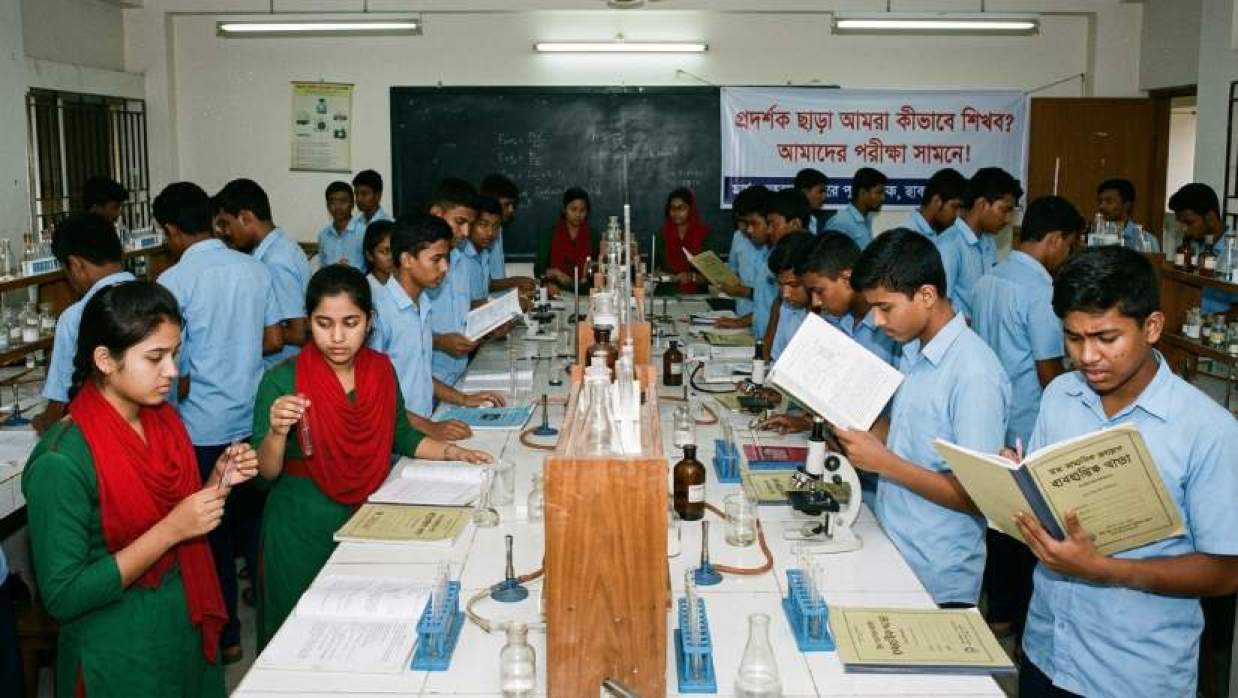 ব্যবহারিক শেখায় ব্যস্ত শিক্ষার্থীরা