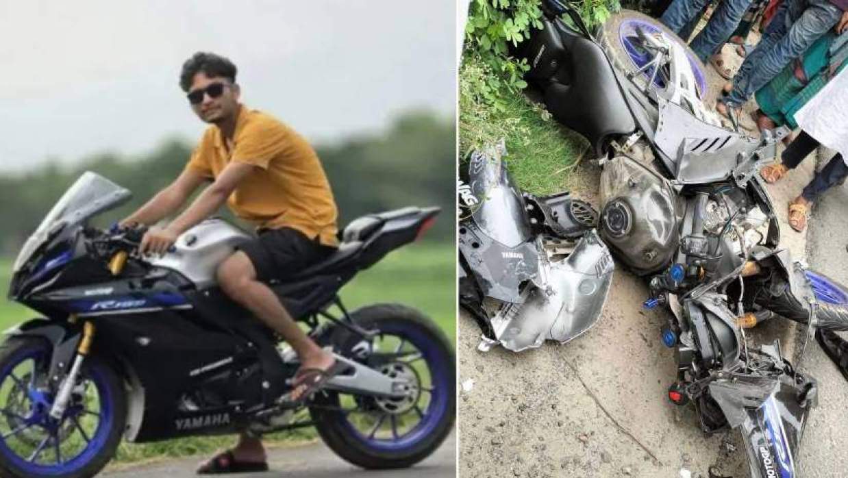 তীর্থ বিশ্বাস ও তার দুর্ঘটনাকবলিত মোটরসাইকেল