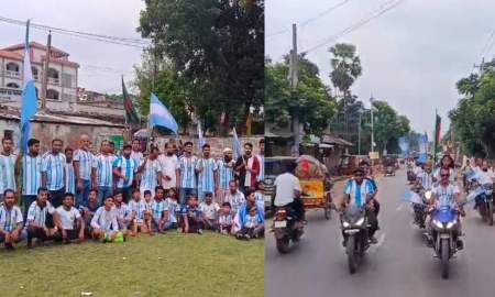 বিশ্বকাপকে স্বাগত জানিয়ে আর্জেন্টিনা সমর্থকদের মোটরসাইকেল র‍্যালি
