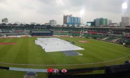 তাসকিনের জোড়া আঘাতের পর বৃষ্টি, বন্ধ খেলা