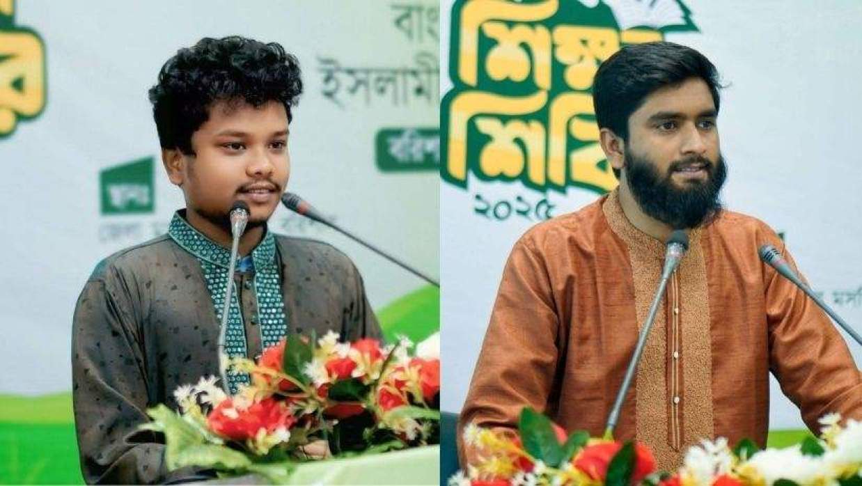 বাম দিক থেকে- ভুক্তভোগী আবু নাসের ও অভিযুক্ত শাহেদ খান