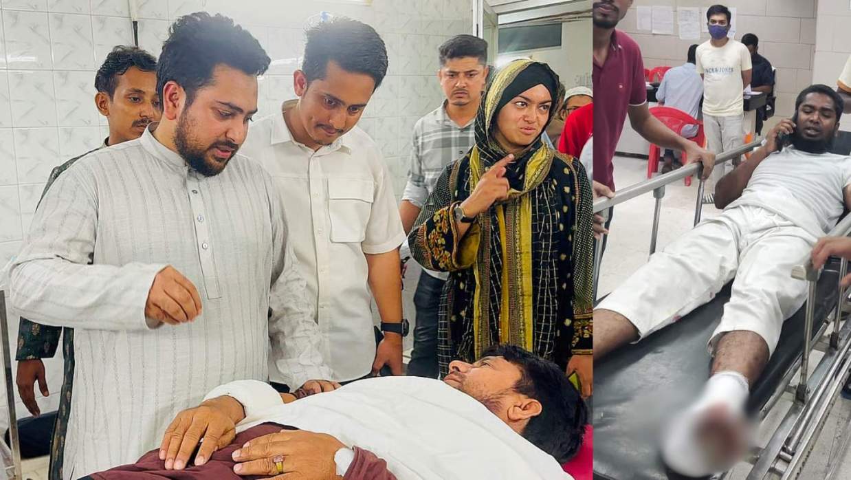 হাসপাতালে আহতদের দেখতে নাহিদ-সারজিসরা