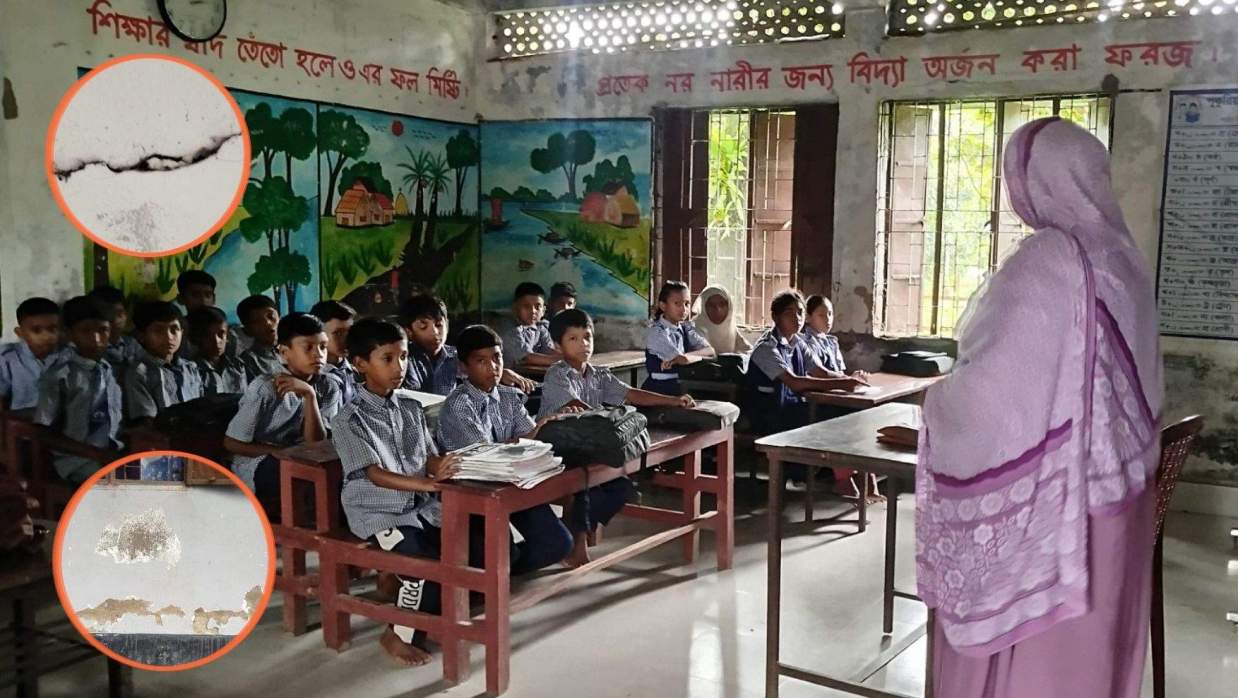 পুকুরিয়া সরকারি প্রাথমিক বিদ্যালয় চলছে পাঠদান
