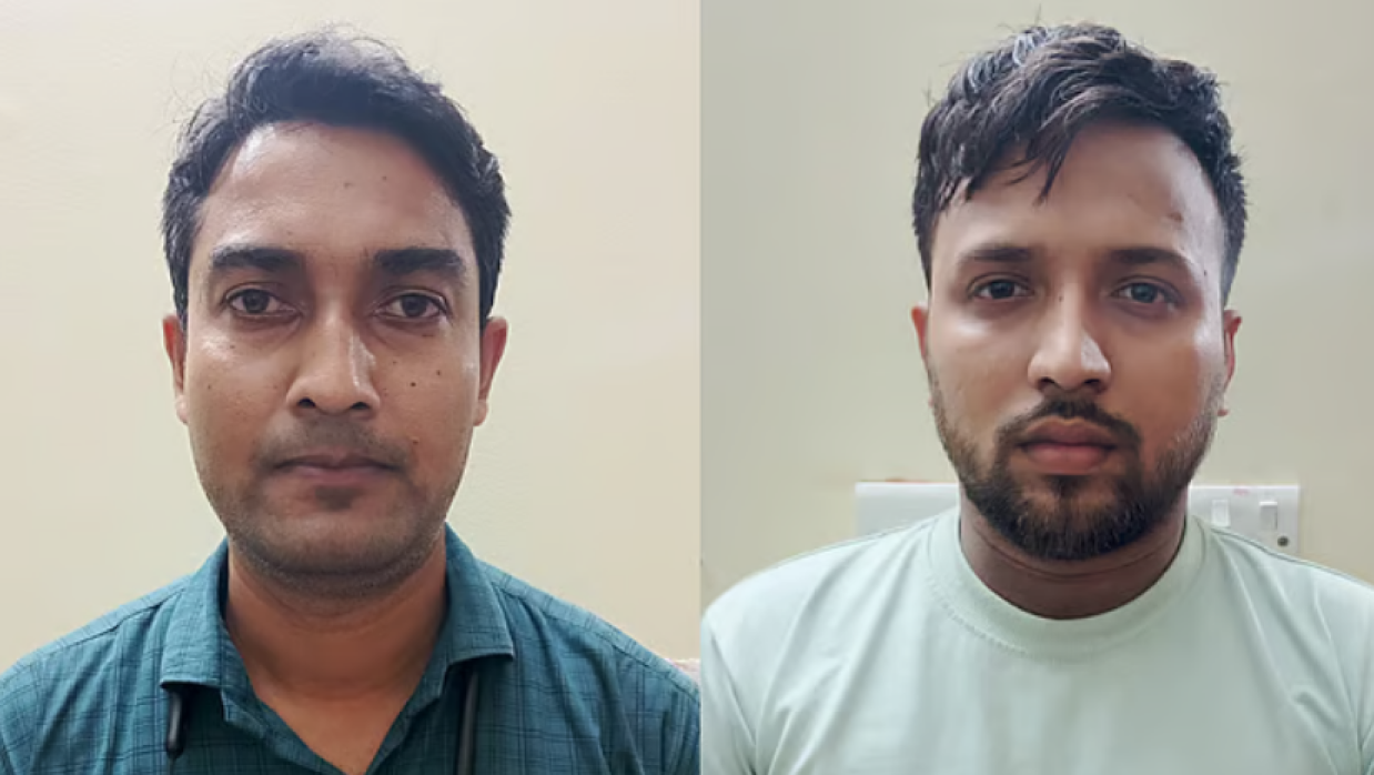 দুই আসামি মো. আমিনুর ইসলাম (বাঁয়ে) ও মো. সাকিব হোসেন