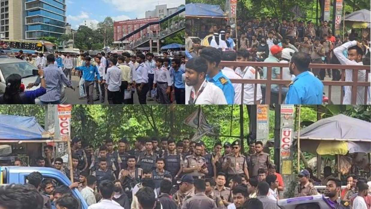 সড়ক অবরোধের চেষ্টা শিক্ষার্থীদের ও সতর্ক অবস্থানে আইনশৃঙ্খলা বাহিনী