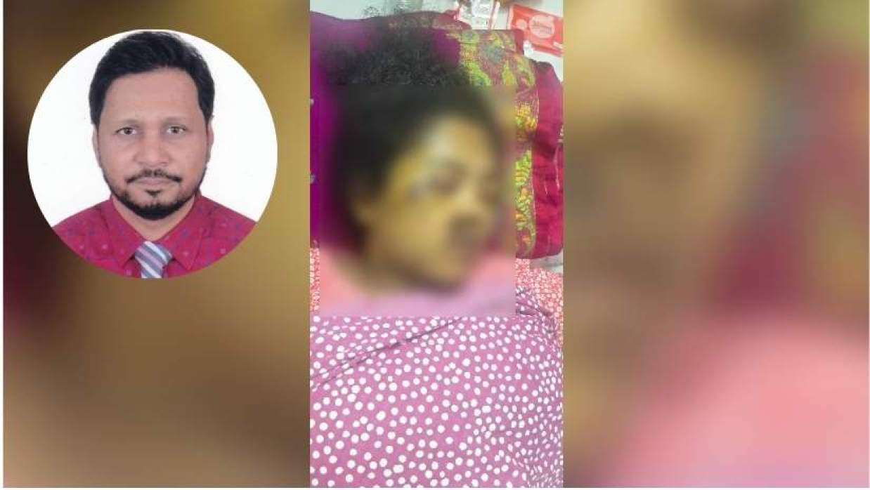 অসুস্থ শিউলি রানী রায় ও ইনসেটে বিদ্যুৎ কুমার দত্ত  