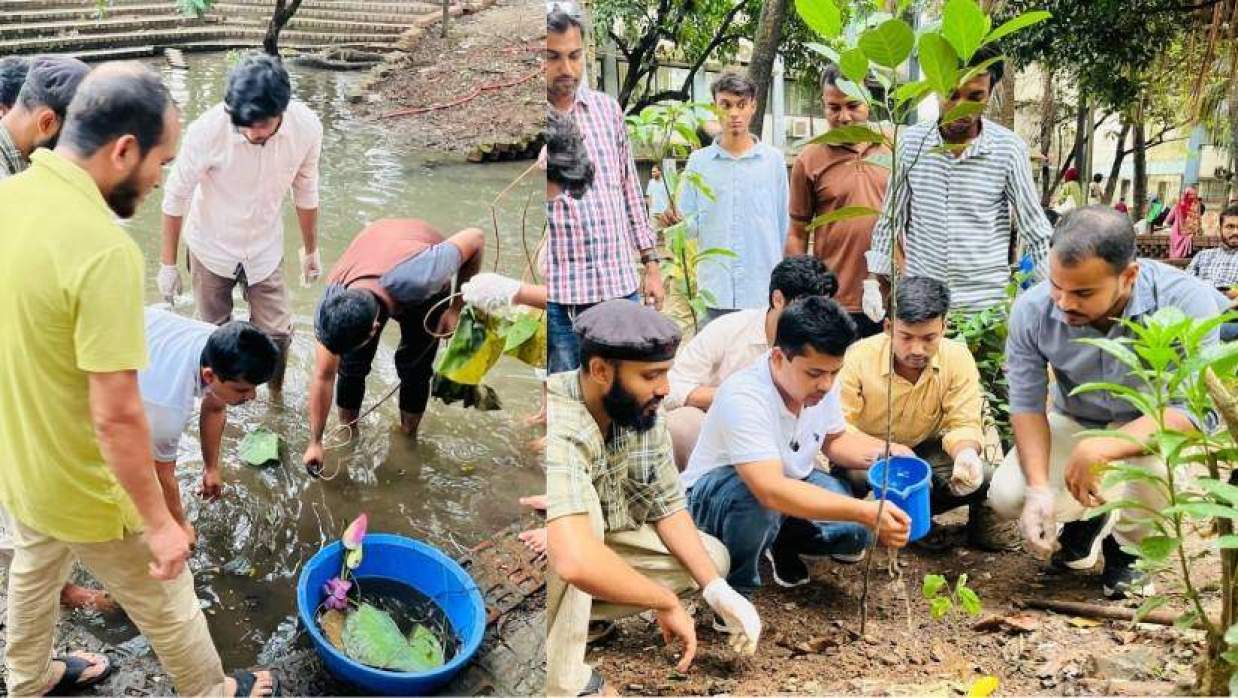 জলাধার পরিষ্কার এবং বৃক্ষরোপণ কর্মসূচি পালন