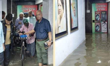 টানা বৃষ্টিতে নয়াপল্টনে জলাবদ্ধতা, বিএনপি কার্যালয়ের নিচতলায় পানি