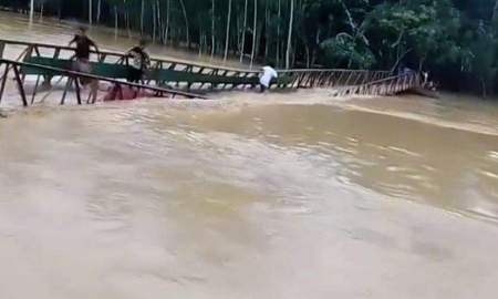 মানুষসহ ভেসে গেল নদীর ব্রিজ, সাঁতরে প্রাণ বাঁচলেন সবাই