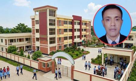 দেড় কোটি টাকা বরাদ্দ পেয়ে নিজ বাড়িতেই স্কুলের ভবন তোলার চেষ্টা অধ্যক্ষের