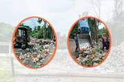 গরুবাজারের সড়কে বর্জ্যের স্তূপ, পথচারী-চালকদের ভোগান্তি