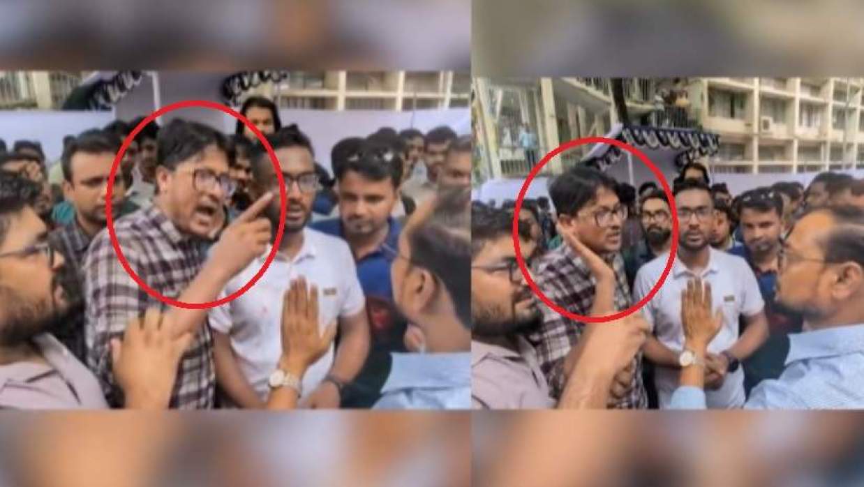 জবি ভিসিকে শাসাচ্ছেন ছাত্রদল নেতা