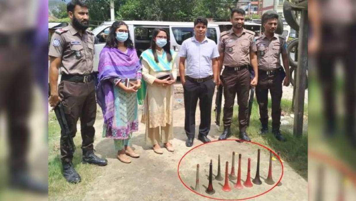 অভিযানে জব্দ করা হাইড্রোলিক হর্ন