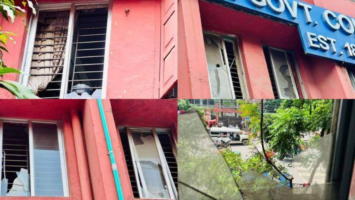 কবি নজরুল সরকারি কলেজের সি ভবনের বিভিন্ন বিভাগের ভাঙা জানালার কাচ