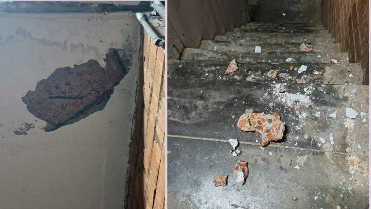 এ. এফ রহমান হলের পলেস্তারা খসে পড়েছে