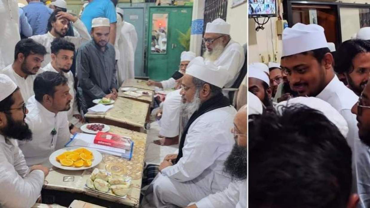 মাদ্রাসার ছাত্র-শিক্ষকদের সঙ্গে নাসীরুদ্দীন পাটওয়ারী ও এনসিপি নেতৃবৃন্দ