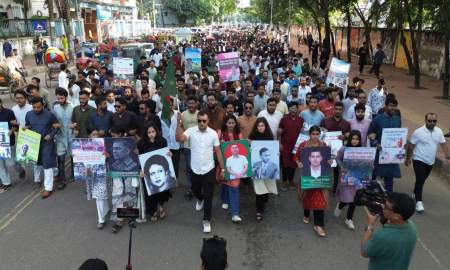 তারেক রহমানের উন্নয়ন কর্মকাণ্ডের সমর্থনে ছাত্রদলের শোভাযাত্রা