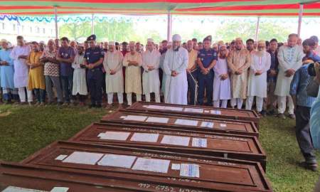 সৌদিতে আগুনে পুড়ে নিহত ৭ প্রবাসীর একসঙ্গে জানাজা
