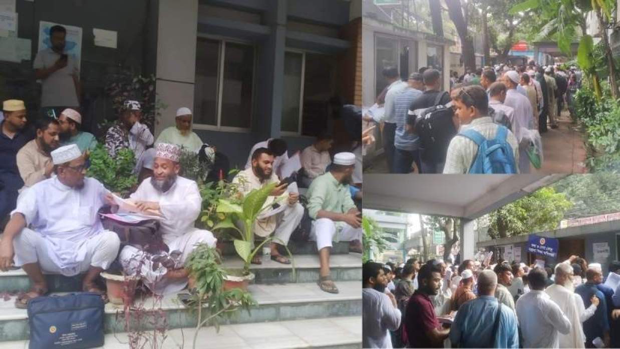 বদলি আবেদন জমা দিতে মাদ্রাসা শিক্ষা অধিদপ্তরের সামনে অপেক্ষায় শিক্ষকরা
