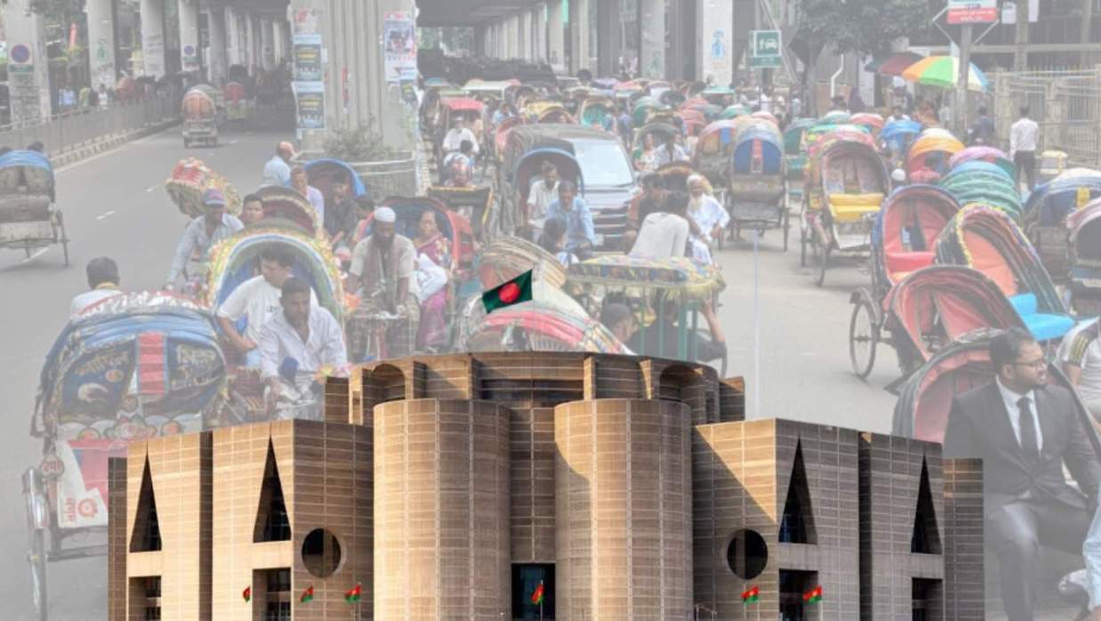 রাজধানীর সড়কে ব্যাটারিচালিত অটোরিকশা ও জাতীয় সংসদ