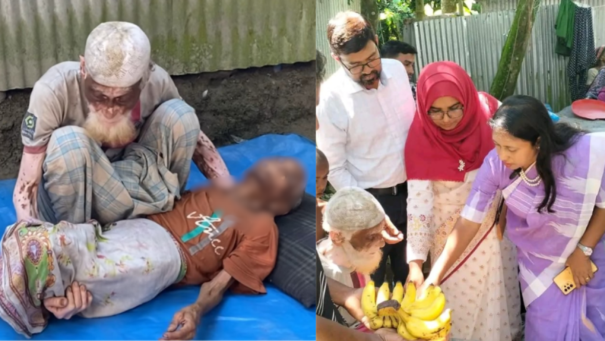৮৬ বছরের বৃদ্ধ সবুজ শেখ ও তার স্ত্রী