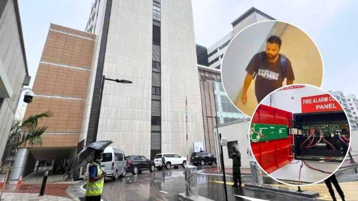সুপার স্পেশালাইজড হাসপাতাল, ইনসেটে সন্দেহভাজন চোর ও কন্ট্রোল প্যানেলের ফাইল ছবি