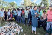 বিদ্যালয়ের পুকুর থেকে ধরা ১০ মণ পিরানহা মাছ বিক্রির সময় জব্দ