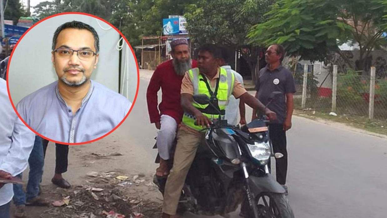 আটক হওয়া ওই শিক্ষক ও ইনসেটে প্রধানমন্ত্রীর উপদেষ্টা মাহদী আমিন