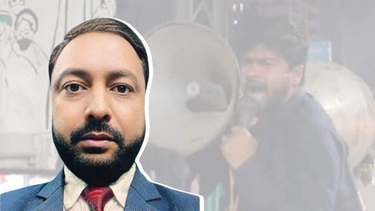 ভুক্তভোগী শিক্ষক মামুন অর রশিদ তালুকদার, ব্যাকগ্রাউন্ডে সেই ভিডিওর স্কিনশট