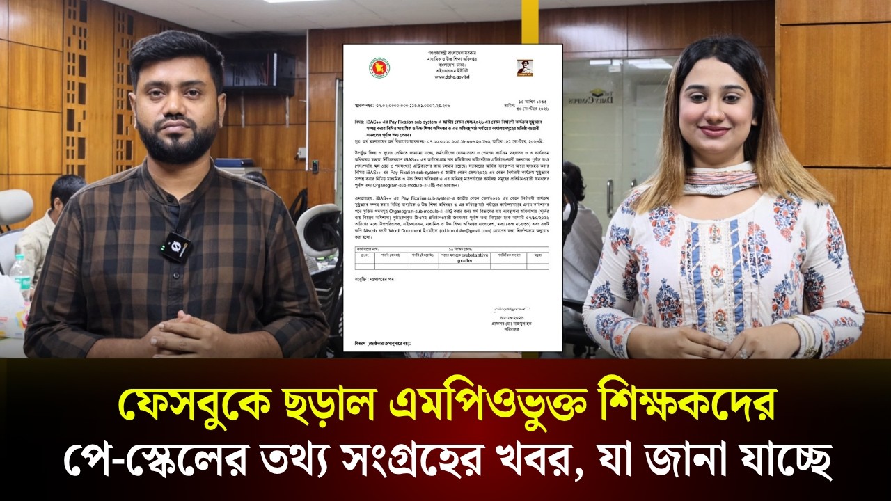 ফেসবুকে ছড়াল এমপিওভুক্ত শিক্ষকদের পে-স্কেলের তথ্য সংগ্রহের খবর, যা জানা যাচ্ছে