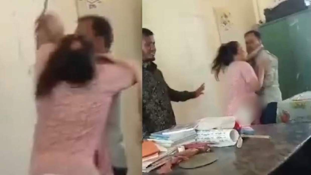 শিক্ষকের ধস্তাধস্তি ও মারামারি