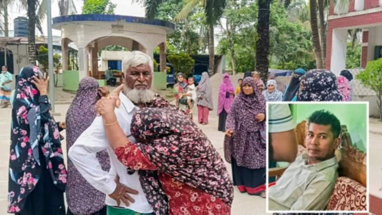 নিহতের স্বজনদের আহাজারি ও ইনসেটে স্বামী মো. শাহাবুদ্দিন