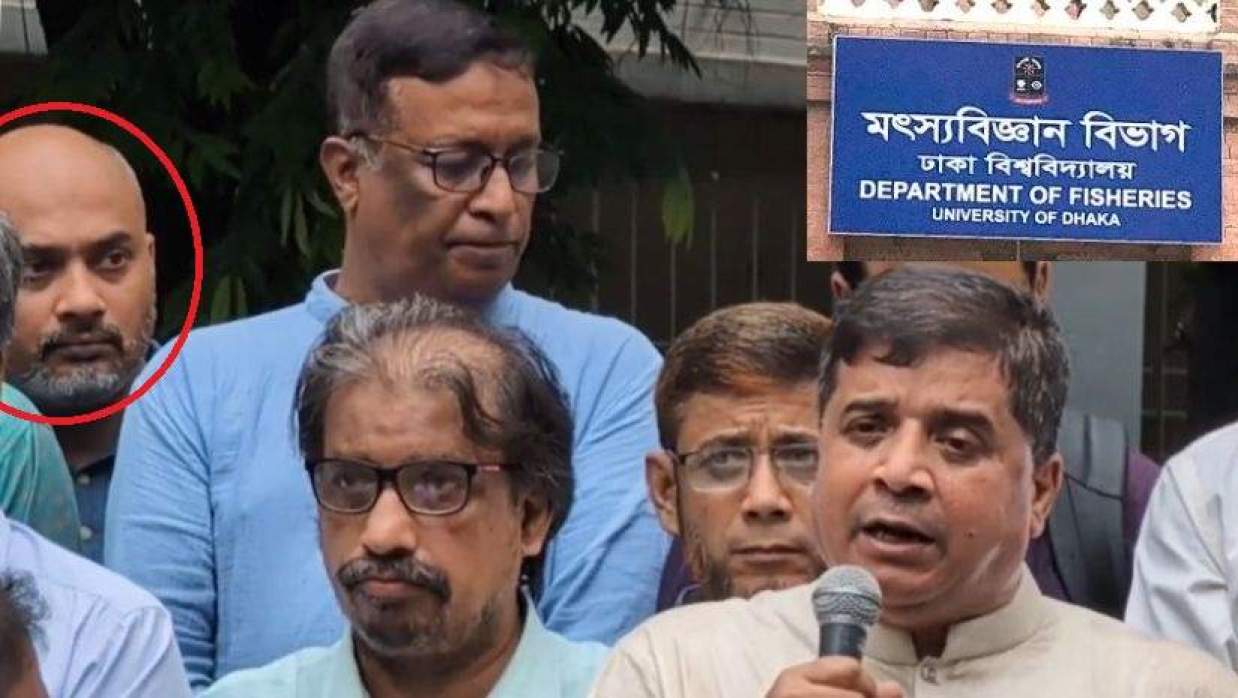 ৫ আগস্টের আগে ক্যাম্পাসে নীলদলের কর্মসূচিতে ড. হাবিবুল্লাহ-আল-মামুন (গোলবৃত্ত)