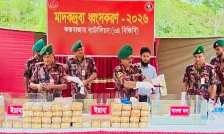 কক্সবাজারে সাড়ে ১৯ কোটি টাকার মাদক ধ্বংস করল বিজিবি