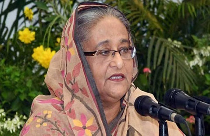 গণবভনে বক্তব্য রাখছেন প্রধানমন্ত্রী শেখ হাসিনা।